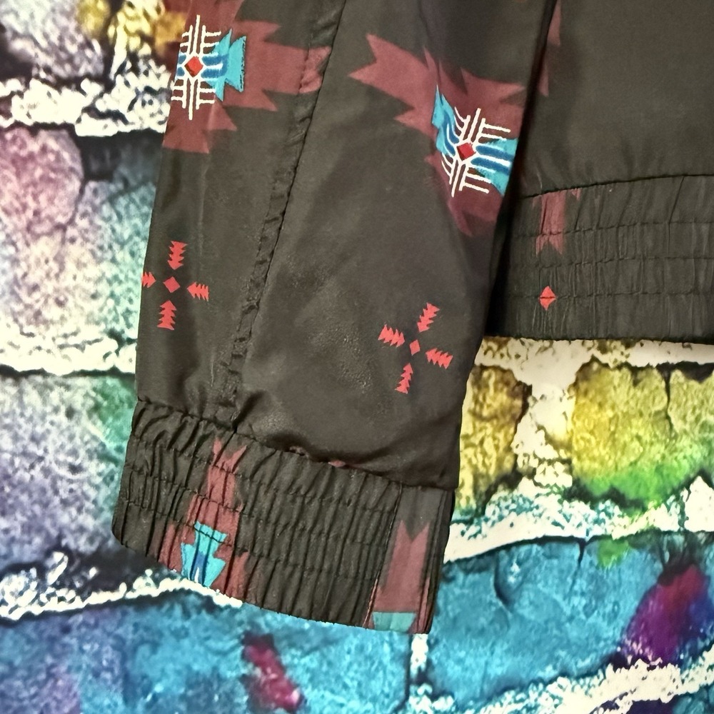 Empyre Windbreaker Aztec Hoodie Womens L Jacket Southwestern Zip Black Hoodie - Picture 11 of 14